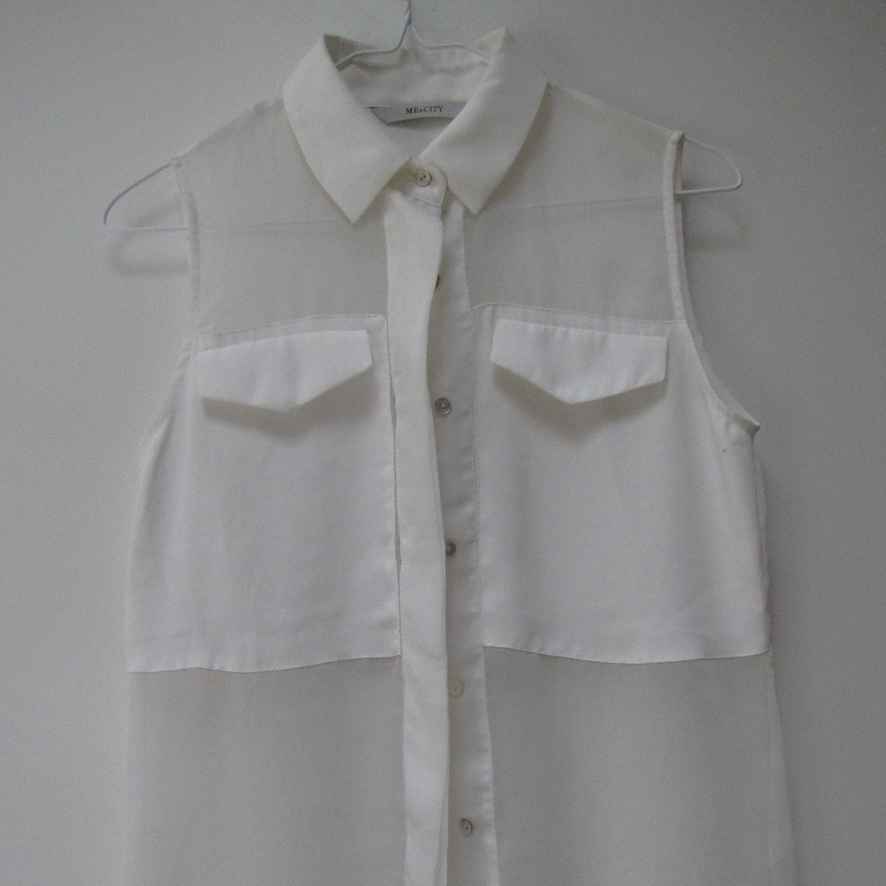Brand New White Translucent Sleeveless Blouse